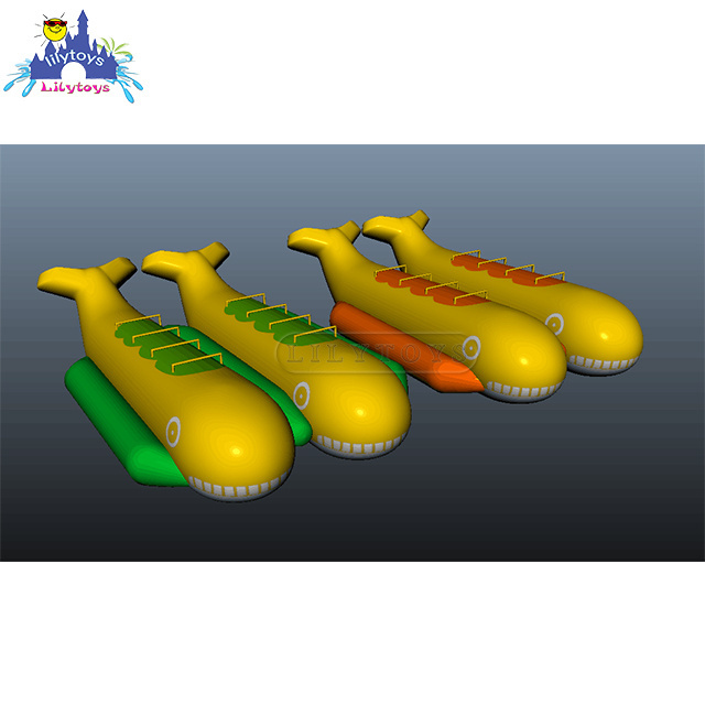 Inflatable water games  banana boat, shark boat, freely customized, big tube boat