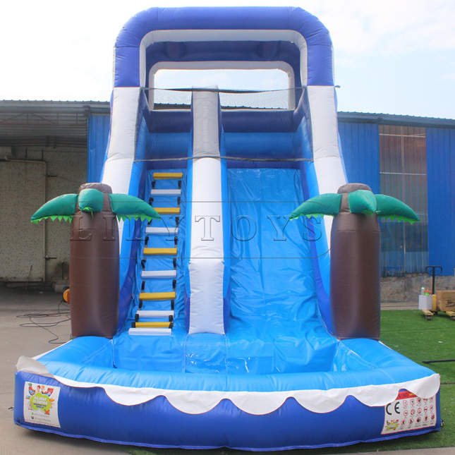 Top Seller Commercial Blue Ocean Theme Water Inflatable Pool Slide tropical inflatable water slide toboggan For Sale