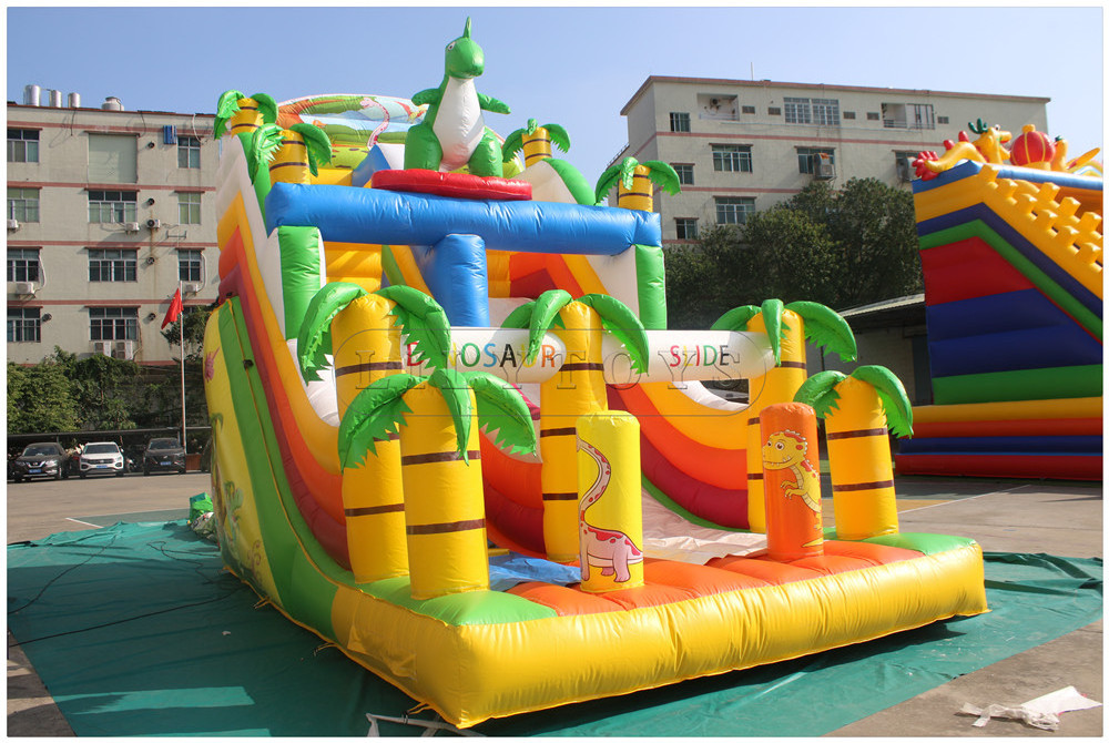 Alibaba Dino Park Kids Party Jumper Water Floating Bouncer Commercial Large Inflatable Dinosaur Slide