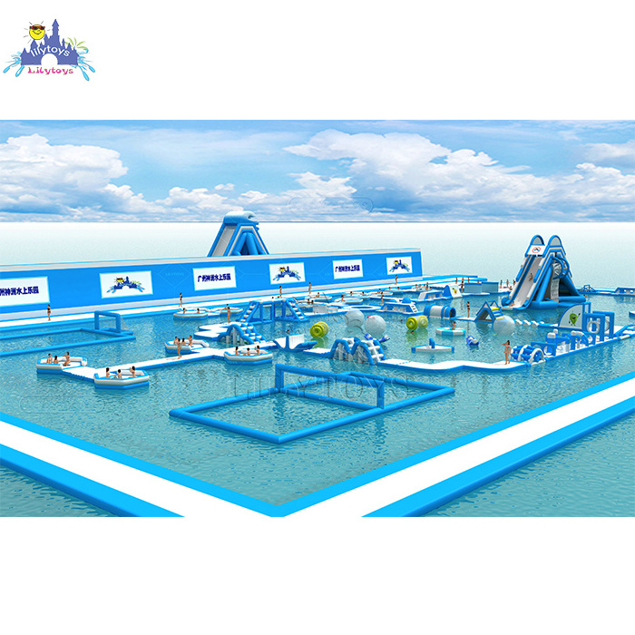 lilytoys big inflatables water park blue aqua park commercial new floating water park for sale pass TUV CE