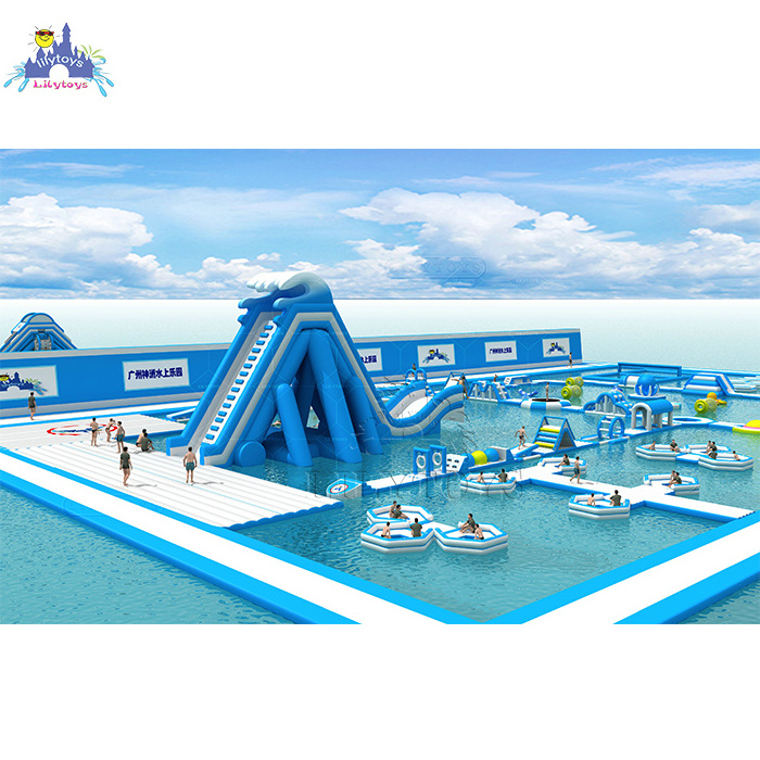 lilytoys big inflatables water park blue aqua park commercial new floating water park for sale pass TUV CE