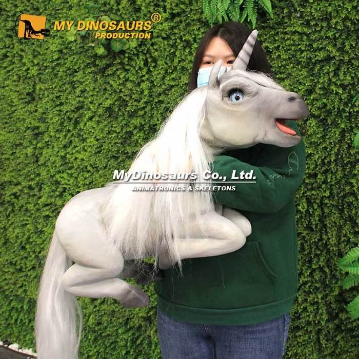 MY Dino DH031 White Realistic Animatronic Baby Hand Puppet Unicorn