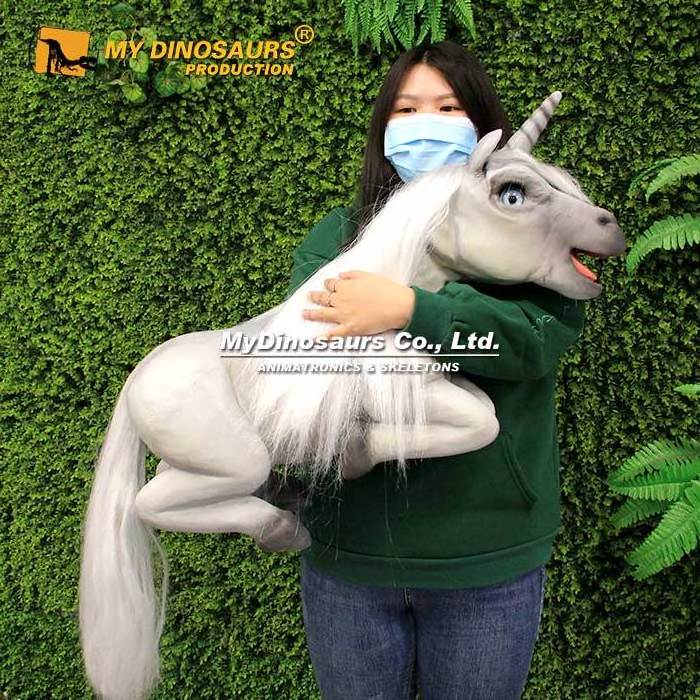 MY Dino DH031 White Realistic Animatronic Baby Hand Puppet Unicorn