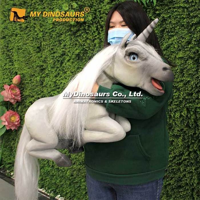 MY Dino DH031 White Realistic Animatronic Baby Hand Puppet Unicorn