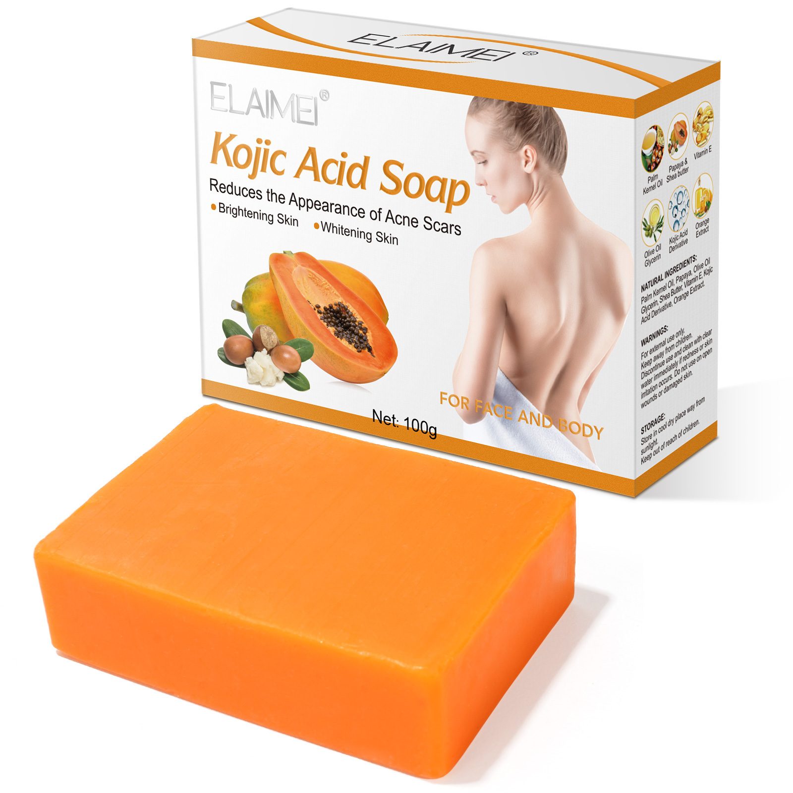 ELAIMEI Kojic Acid Soap Glycerin Base Skin Lightening Face Bleaching Body Bathing Whitening Kojic Acid Soap