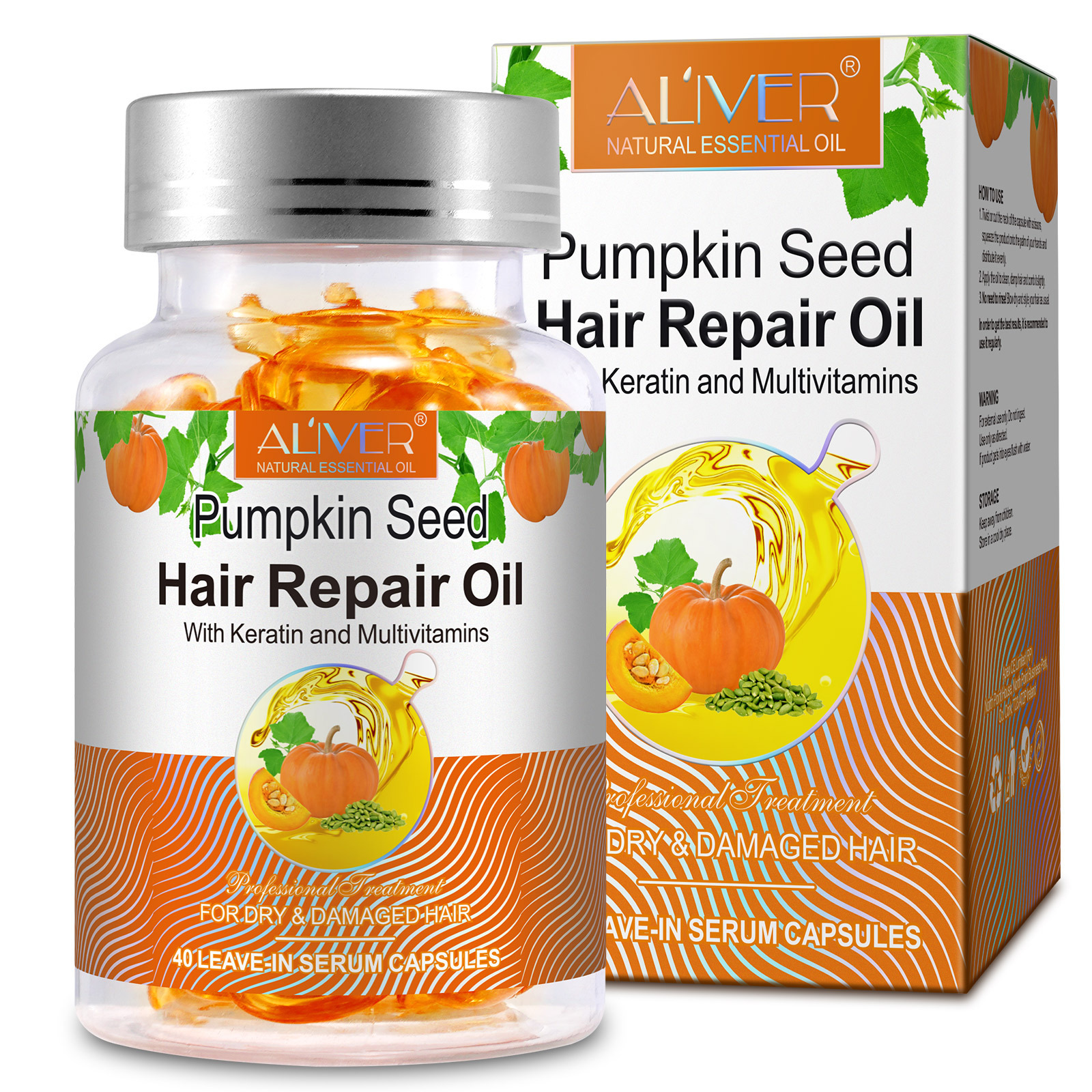 ALIVER Hair Loss Prevention Moisturizing Strengthening Hair Repair Oil Nutritional Pumpkin Seed Oil Hair Serum Capsules