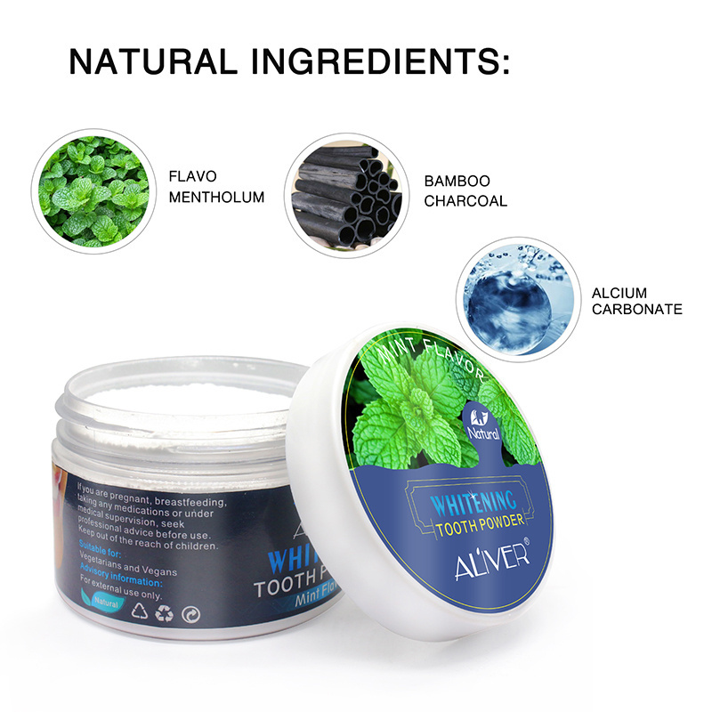 Organic mint activated charcoal whitening teeth powder