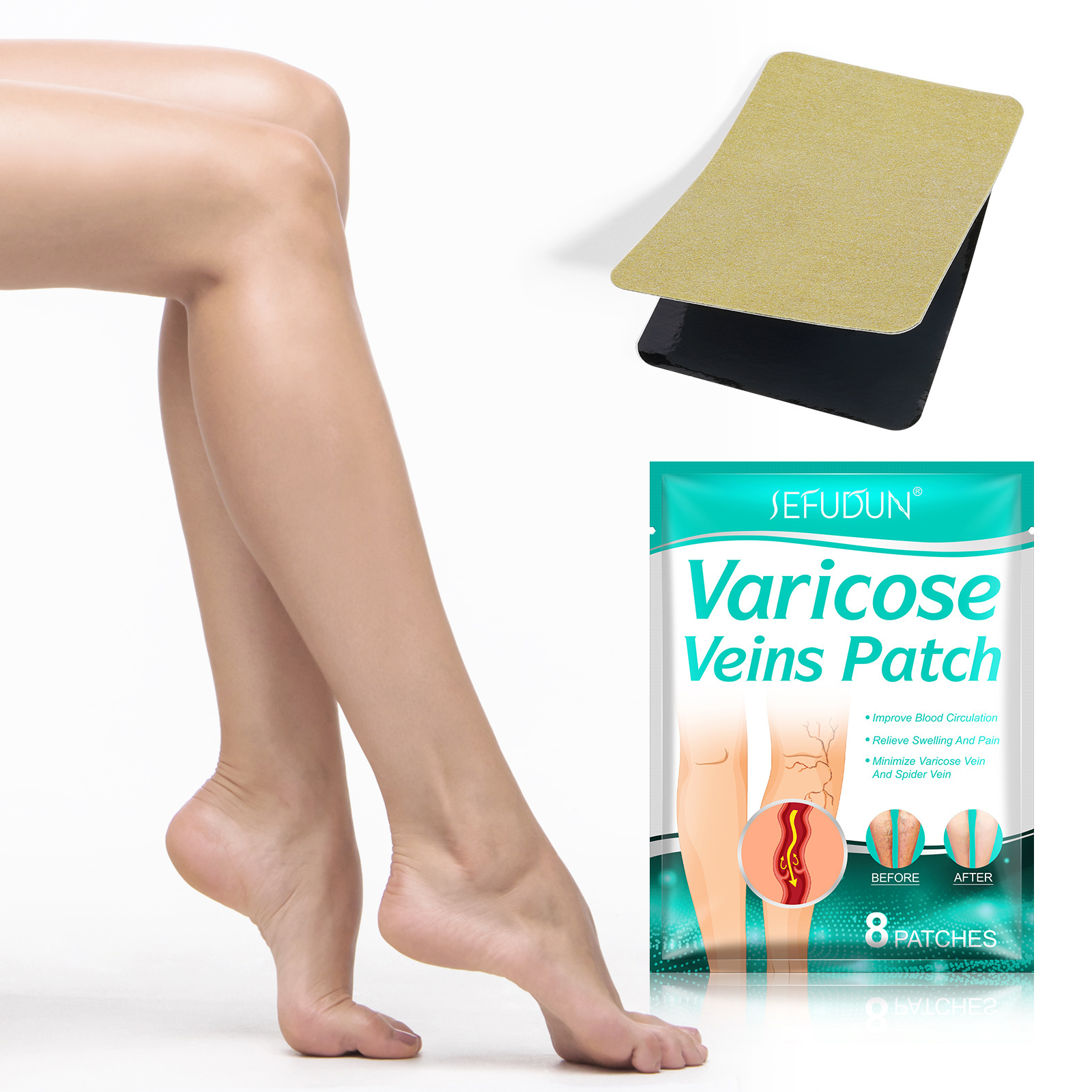 Chinese Herbal 8 Patch per Bag Varicose Veins Treatment Patches Leg Pain relief Pads to Inprove Blood Circulation