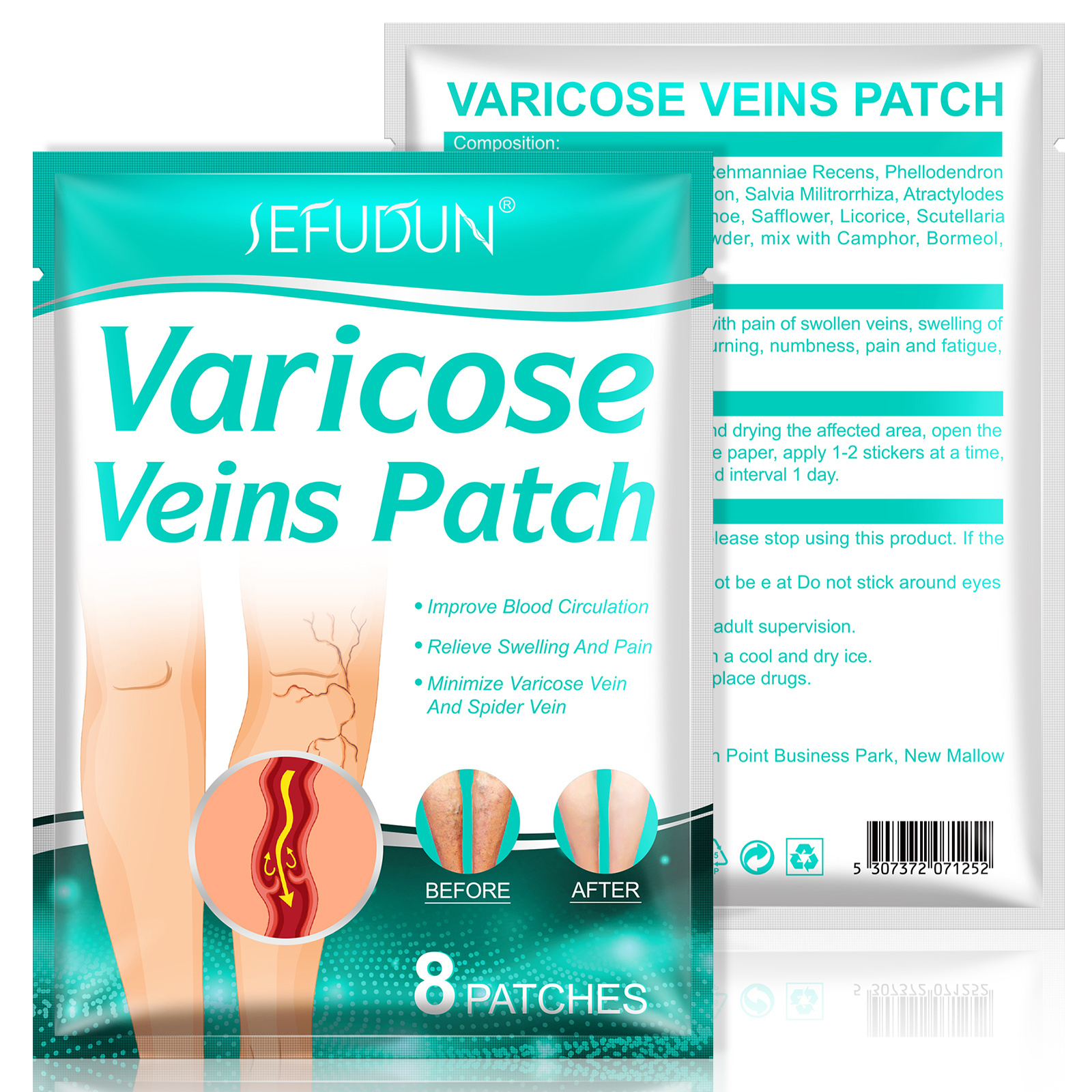 Chinese Herbal 8 Patch per Bag Varicose Veins Treatment Patches Leg Pain relief Pads to Inprove Blood Circulation