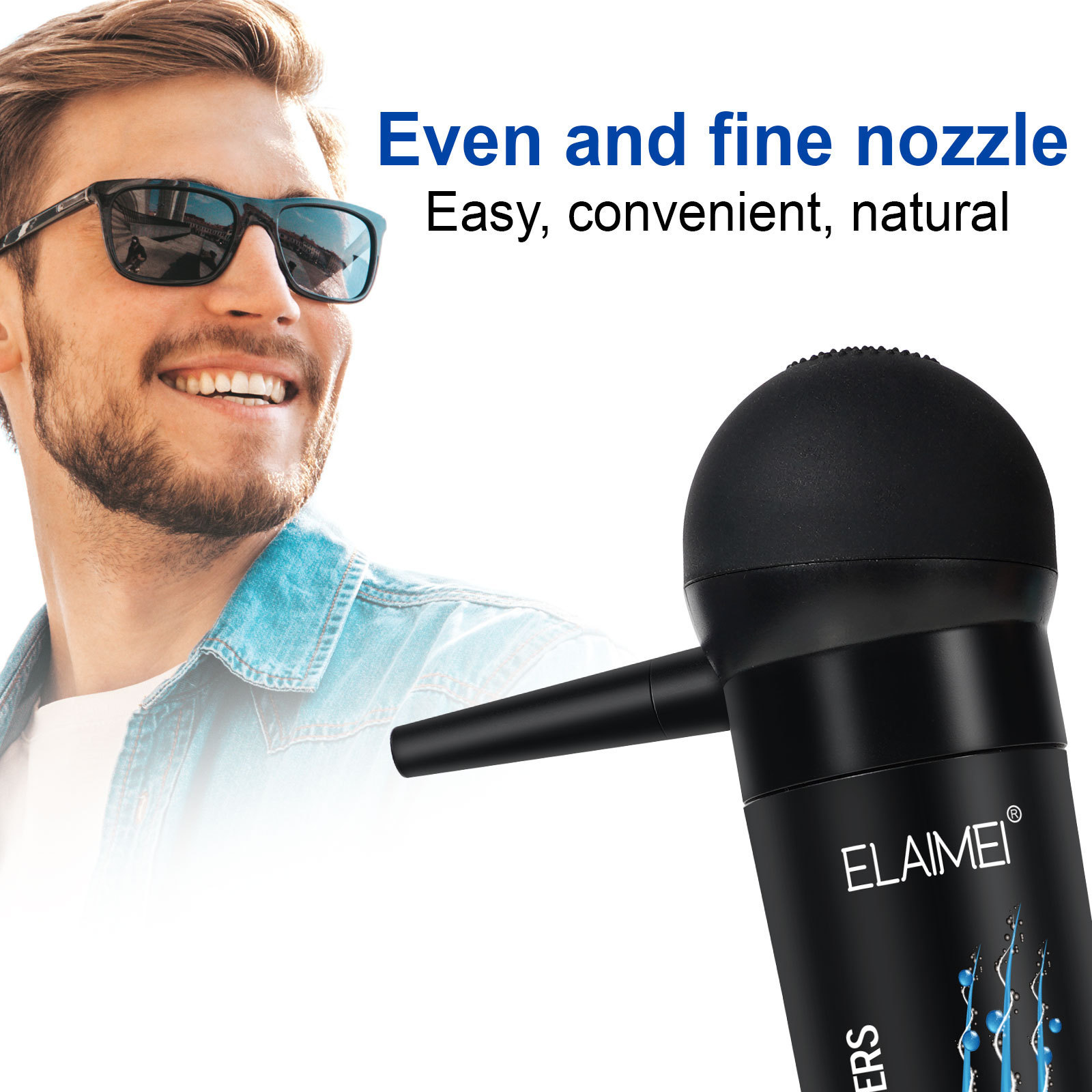 ELAIMEI Hair Fiber Spray Applicator 2 In 1 Kit Hair Building Fibers Spray Pump Bottle