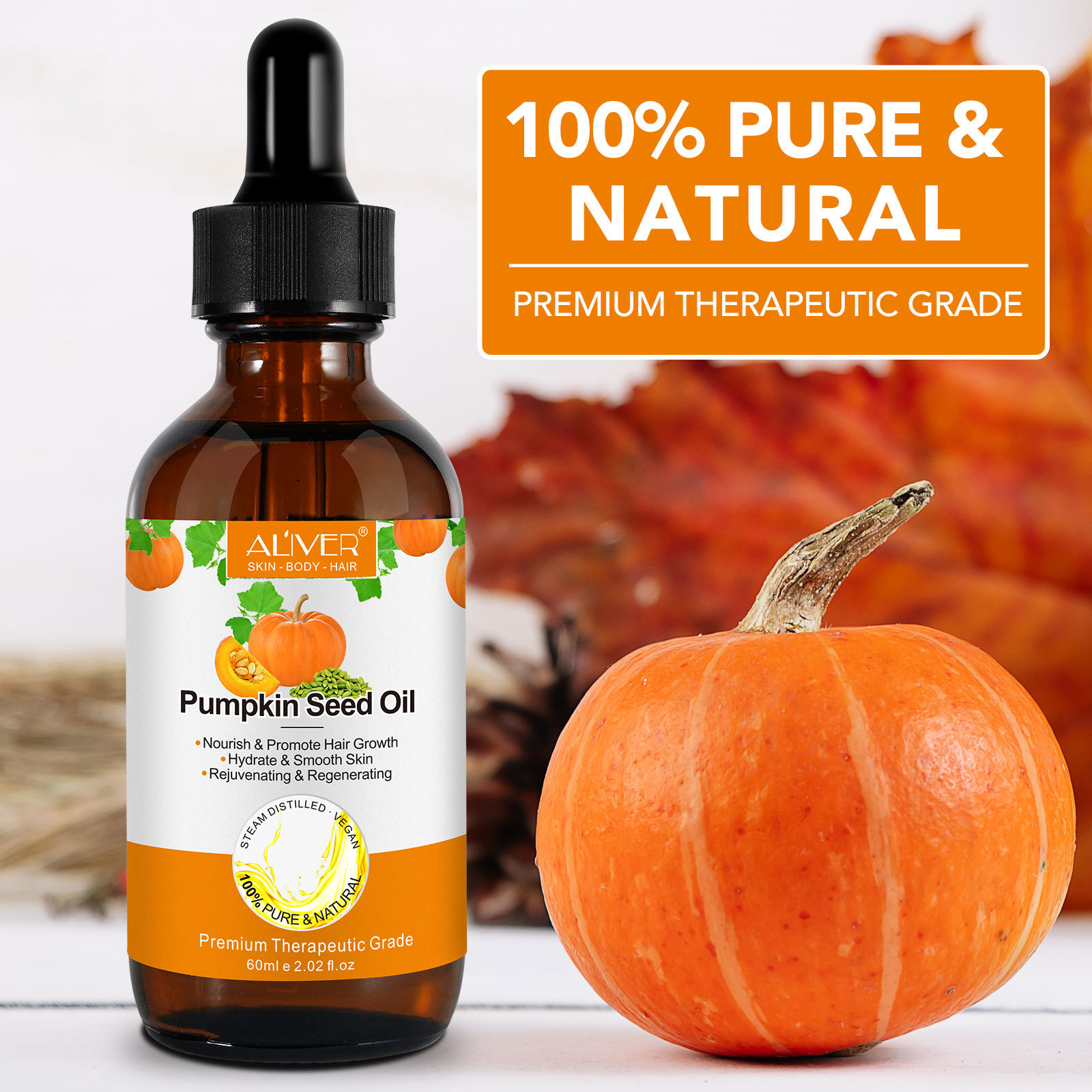 100% Natural Hair Growth Oil Moisturizing Massage Oil Organic Cold Pressed Pumpkin Seed Carrier Oil for Hydrating Damaged Hair