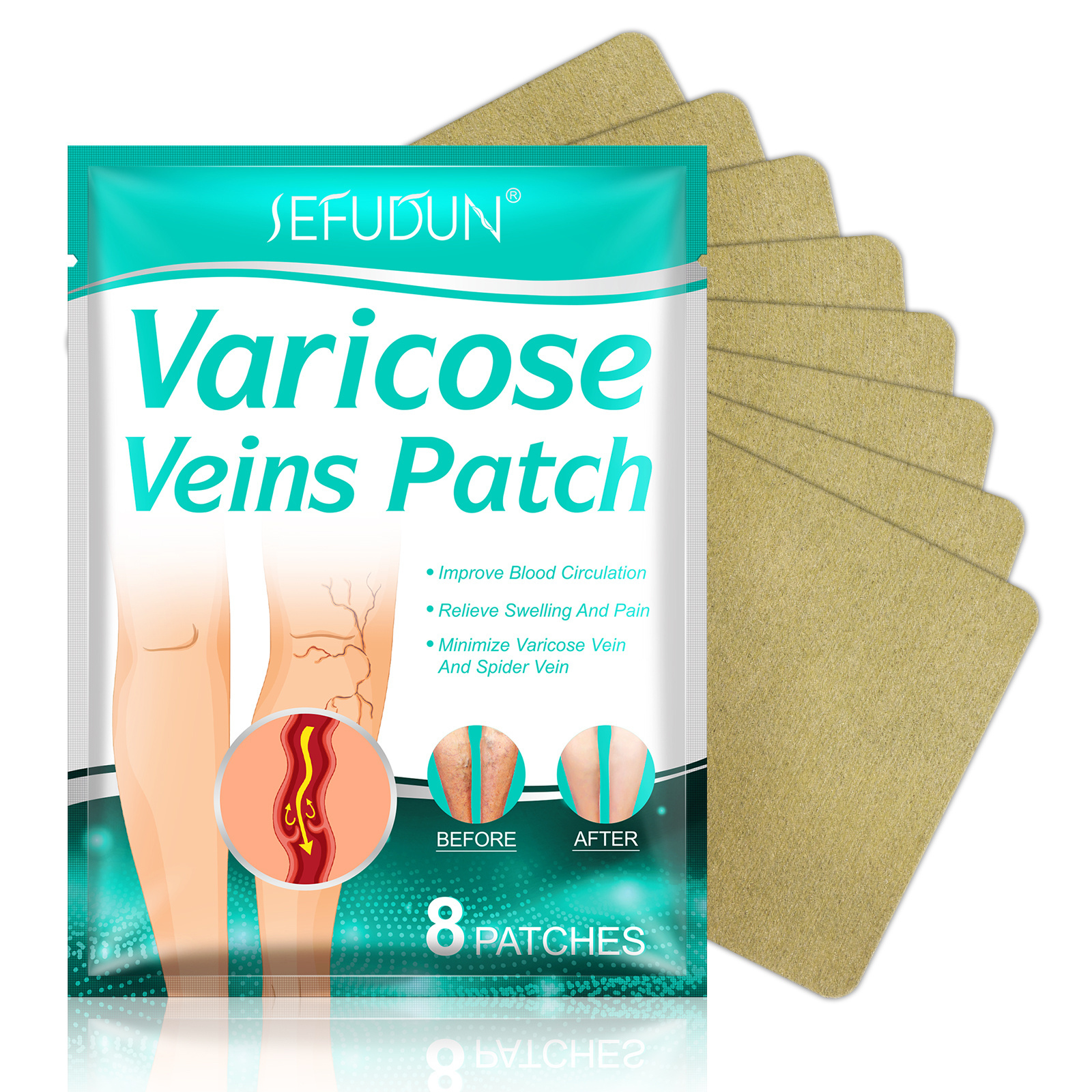 Chinese Herbal 8 Patch per Bag Varicose Veins Treatment Patches Leg Pain relief Pads to Inprove Blood Circulation