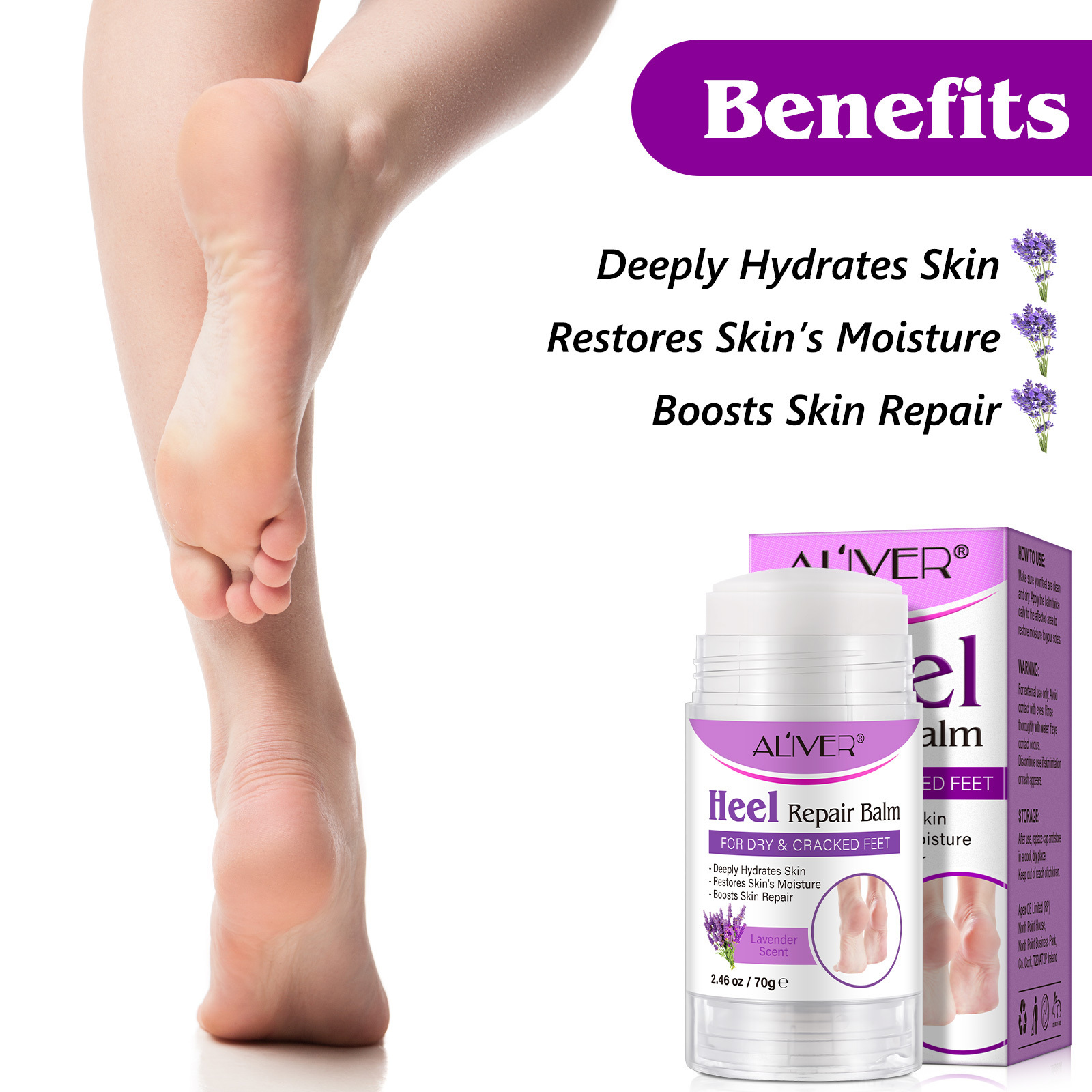 ALIVER Natural Organic Foot Care Heel Repair Cream Intensive Moisturizing Anti Crack Peeling Dead Skin Removal Heel Repair Balm