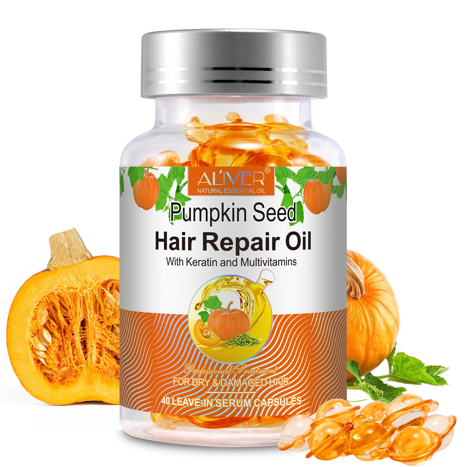 ALIVER Hair Loss Prevention Moisturizing Strengthening Hair Repair Oil Nutritional Pumpkin Seed Oil Hair Serum Capsules