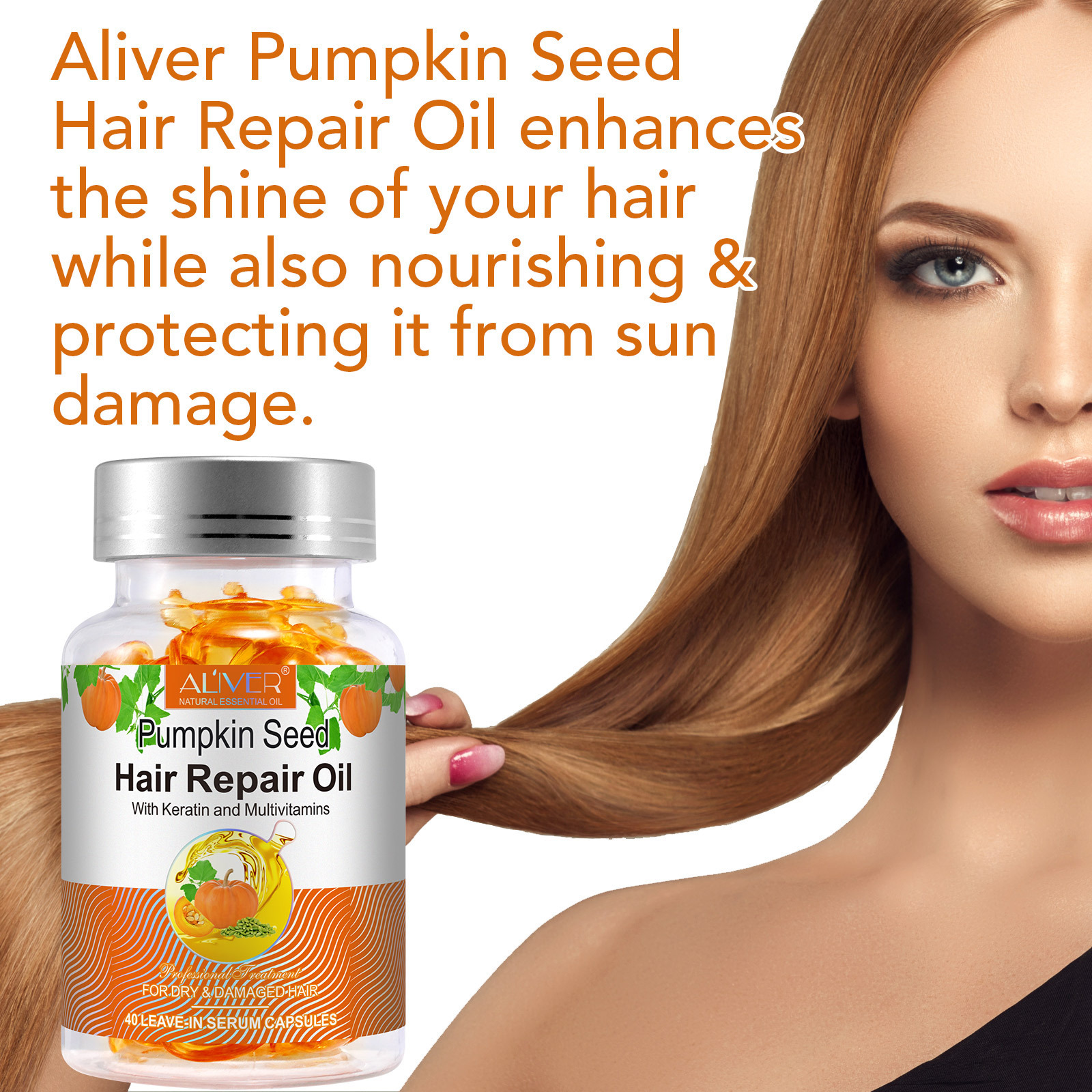 ALIVER Hair Loss Prevention Moisturizing Strengthening Hair Repair Oil Nutritional Pumpkin Seed Oil Hair Serum Capsules