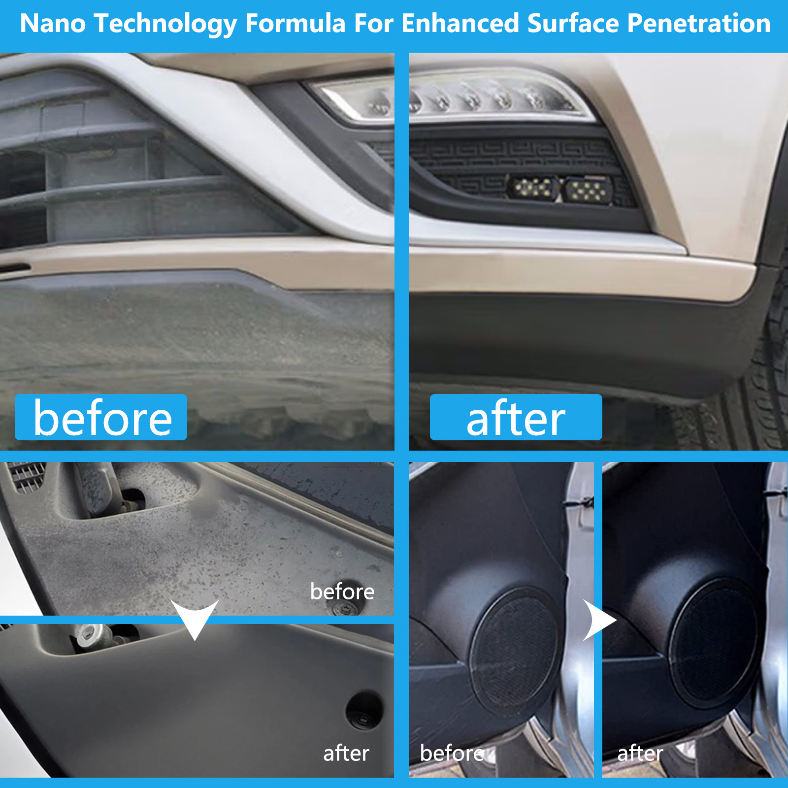 Professional Car Outer Interior Care Trim Panel Cleaner Refurbish Coating Agent Plastic Parts Restorer Liquid for Car Exterior