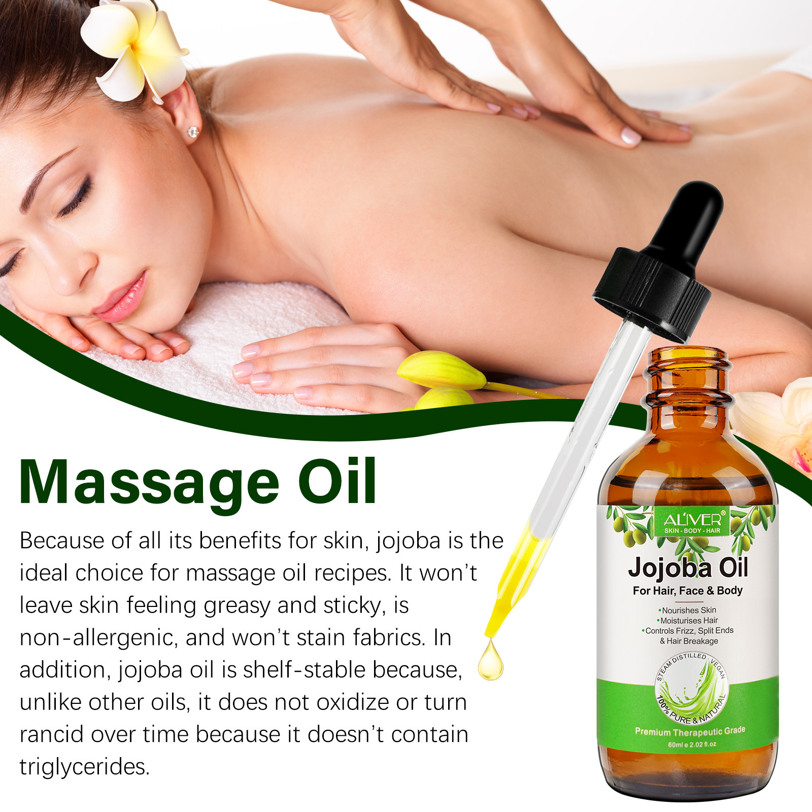 Wholesale Hair Treatment Sex Body Massage Jojoba Extraction Essential Oil Serum Bulk Cold Pressed Refined Pure Face Jojoba Oil