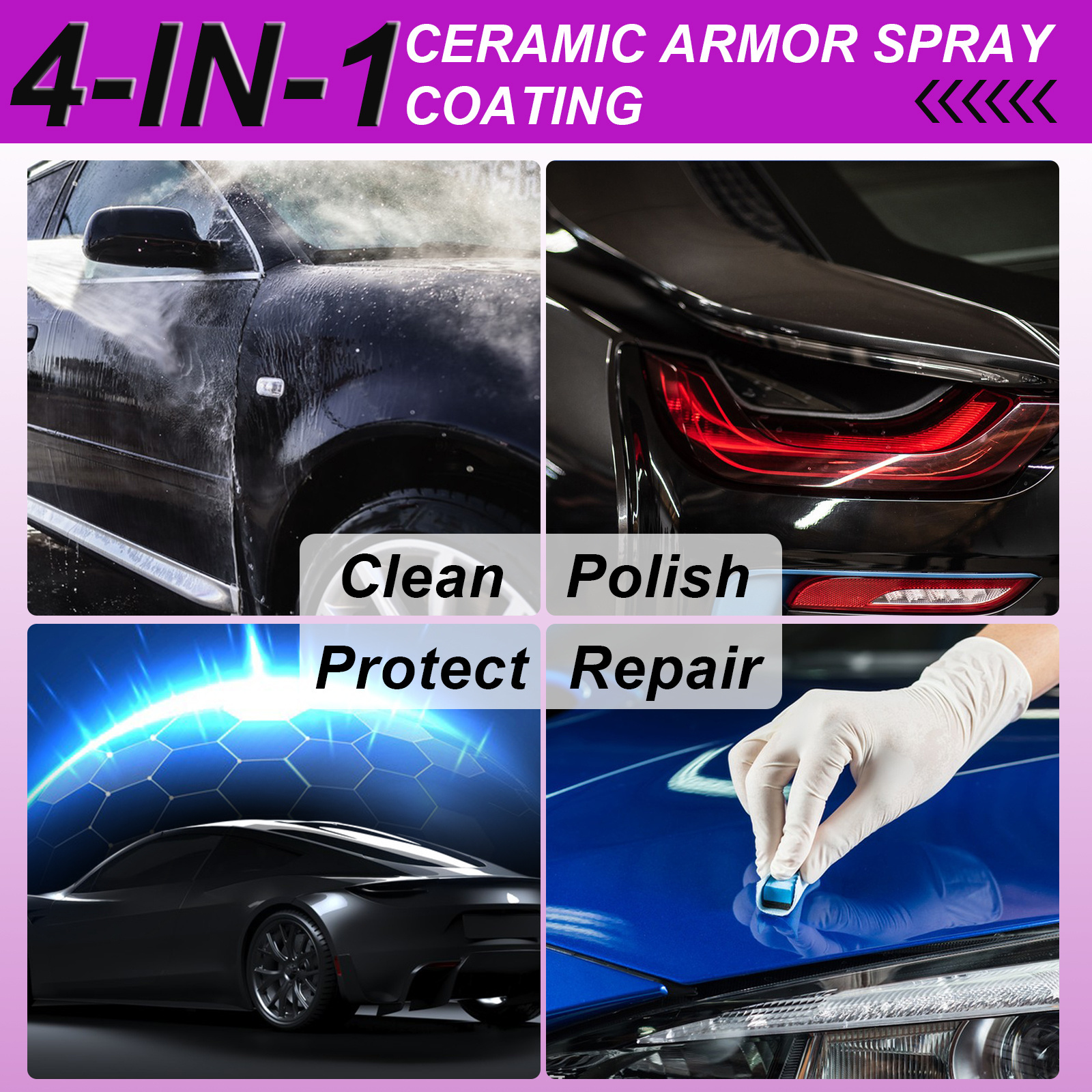 Wholesale 4 In 1 Car Paint Scratch Removal Repair Ceramic Coating Wax Spray Waterless Wash Polish Car Nano Coating Spray