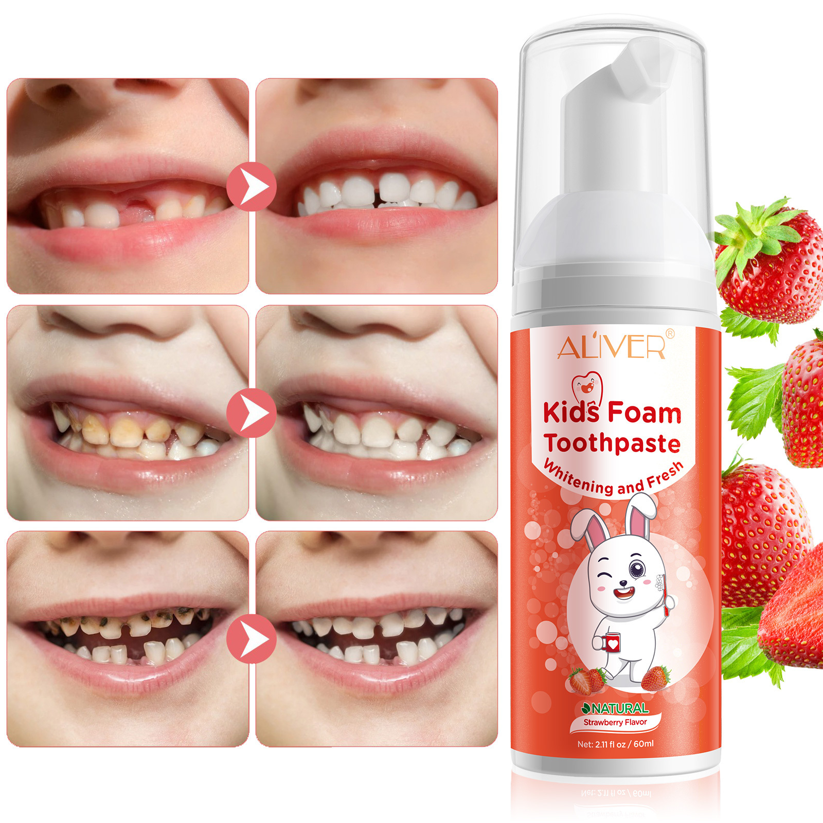 Wholesale hot sale natural organic fluoride toothpaste teeth whitening foam toothpaste for kids oral care health