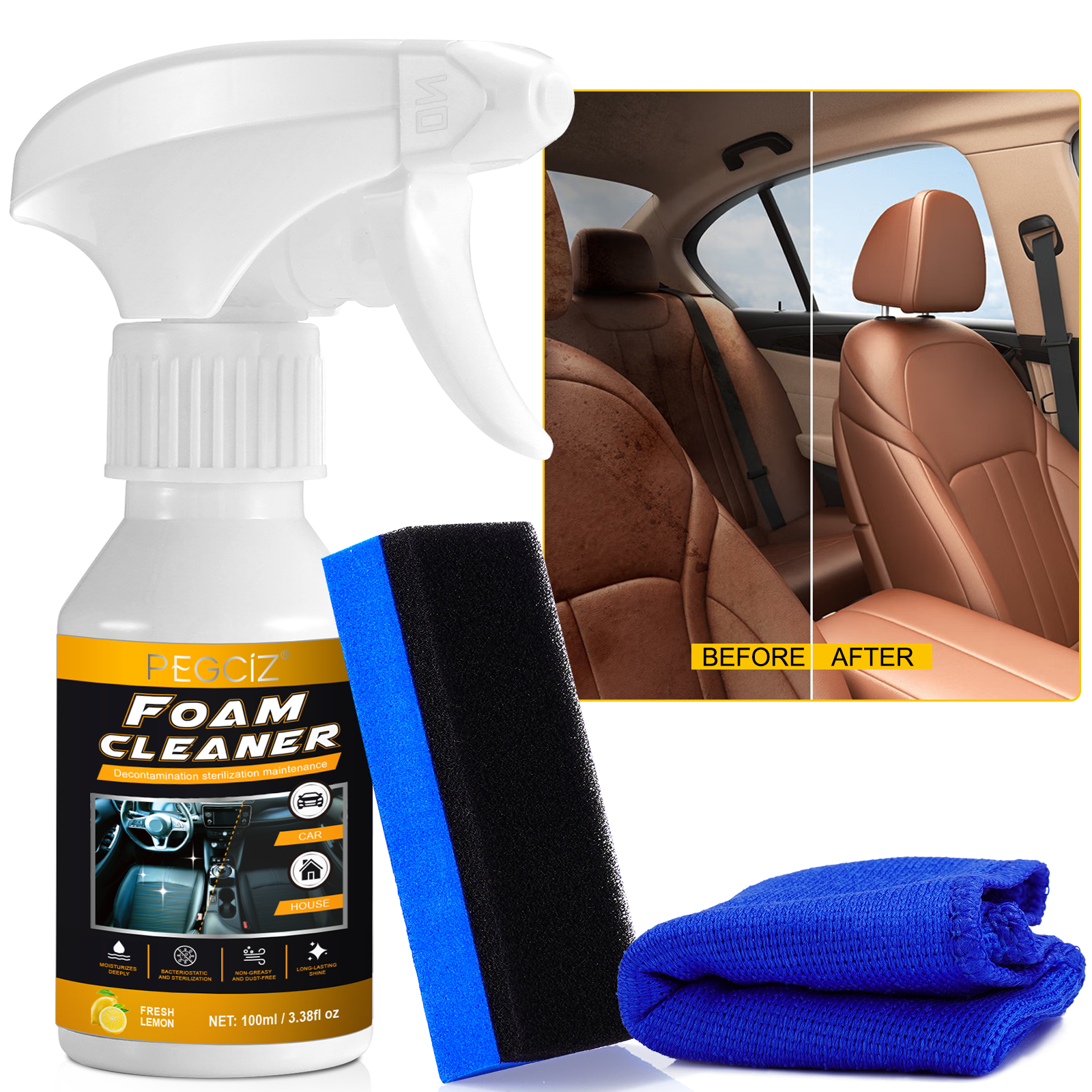 Private Label 100ml Car Interior Leather Seat Deep Cleaning Foam Multi Purpose Foam Cleaner Spray for Car And House