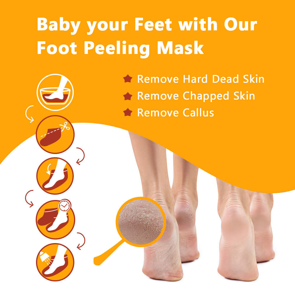 Private Label Wholesale Moisturising Brightening Repairing Foot Masking Socks Exfoliating Peeling Foot Mask for Dry Cracked Feet