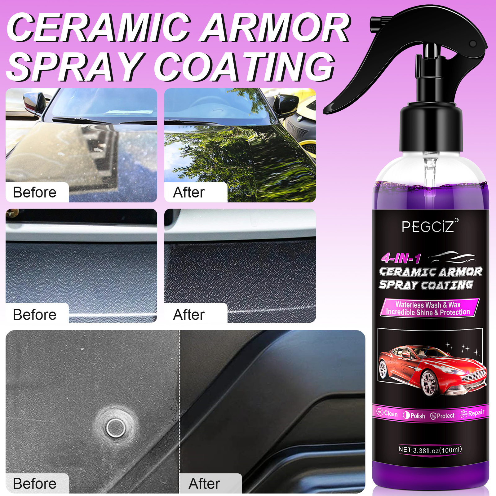 Custom Logo Car Glass Ceramic Coating Agent Spray 4 In 1 High Protection Quick Car Coating Spray for Germany Automobile