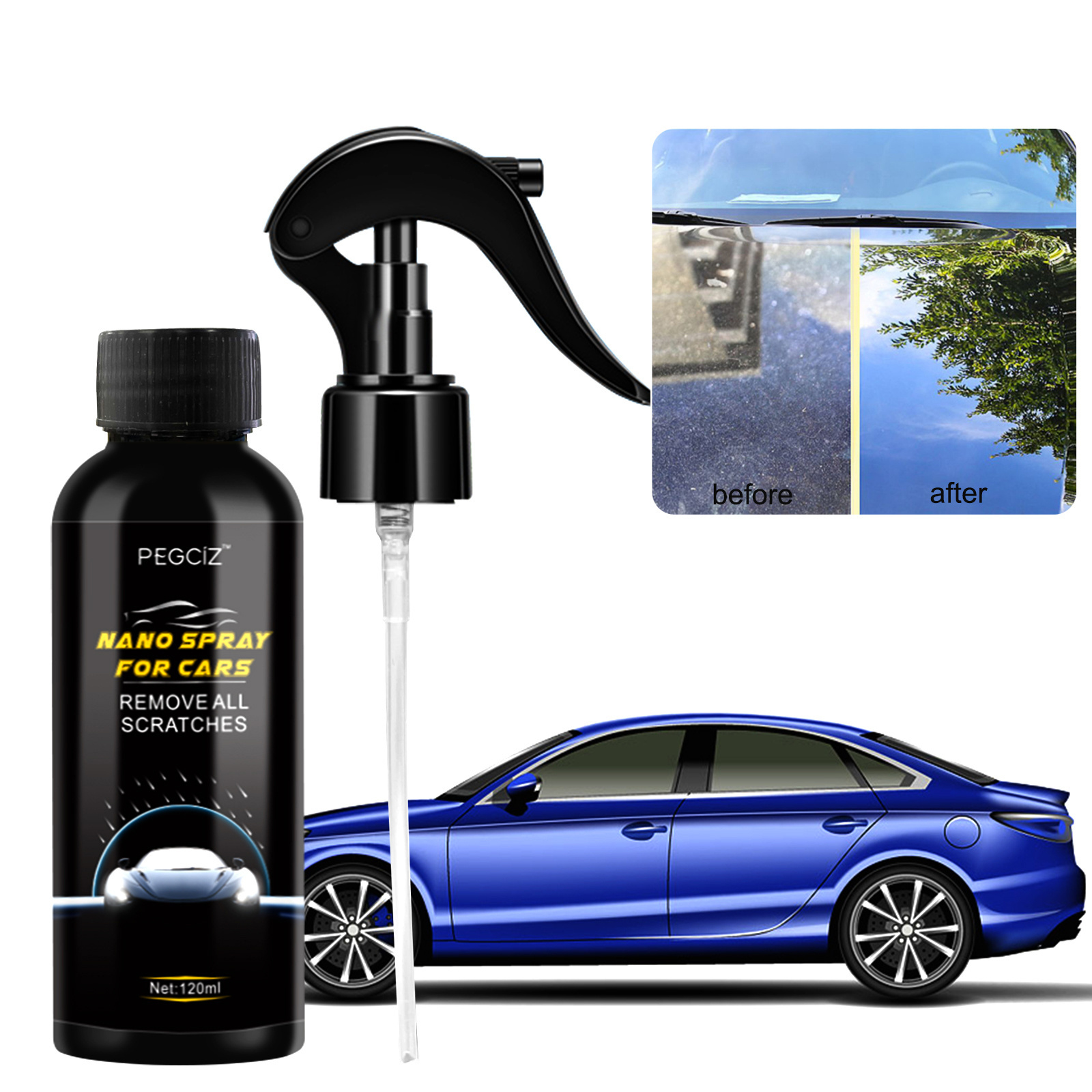 PEGCiZ 120ml Car Paint Scratch Remover Nano Repairing Spray Agent Restore Shine Nano Spray Coating for Cars Remove All Scratches