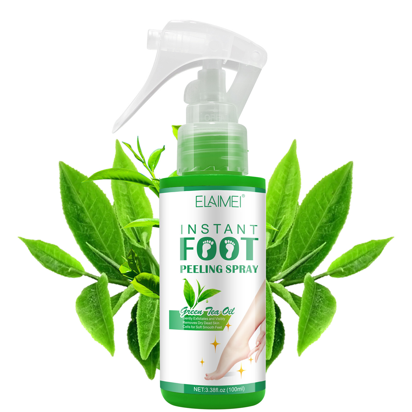 High Quality Feet Care Foot Callus Removal Peeling Spray Moisturizing Nourishing Exfoliating Green Tea Instant Foot Peel Spray