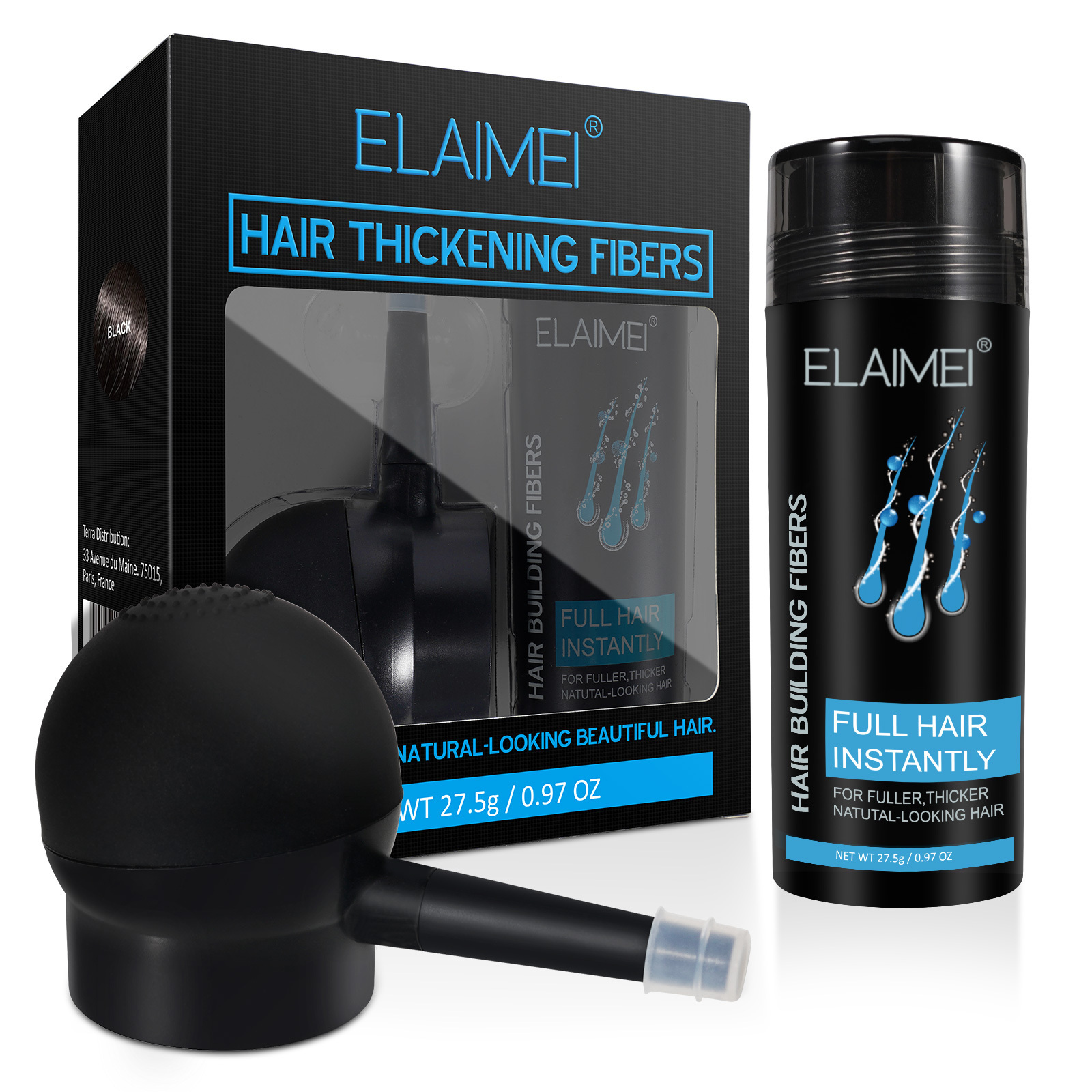 High Quality Hair Building Fiber Set Waterproof Premium Hair Fibres Powder for Thinning Hair with Spray Pump Applicator