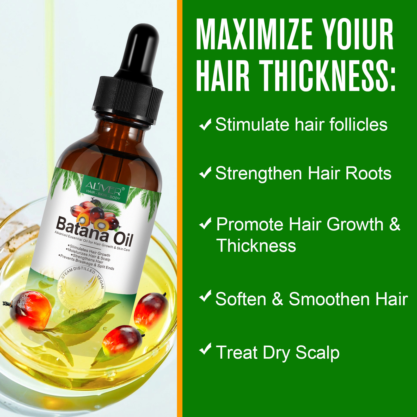 Manufacturers Wholesale Pure Natural Anti Loss Hair Regrowth Batana Oil Bulk Private Label Organic Batana Oil for Hair Growth