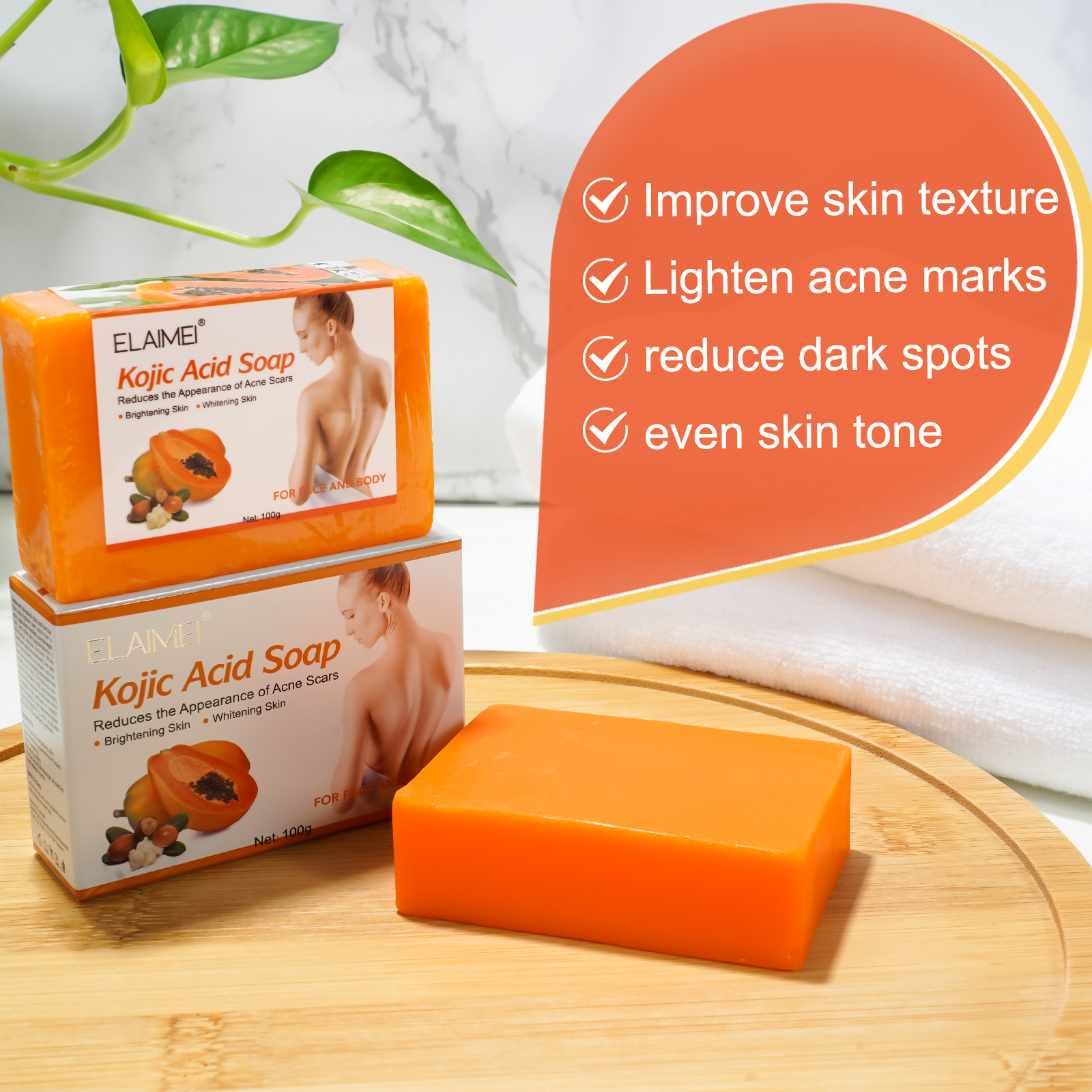 Kojic Acid Soap Kojisaure-Seife Glycerin Base Skin Lightening Face Bleaching Body Bathing Whitening Kojic Acid Soap