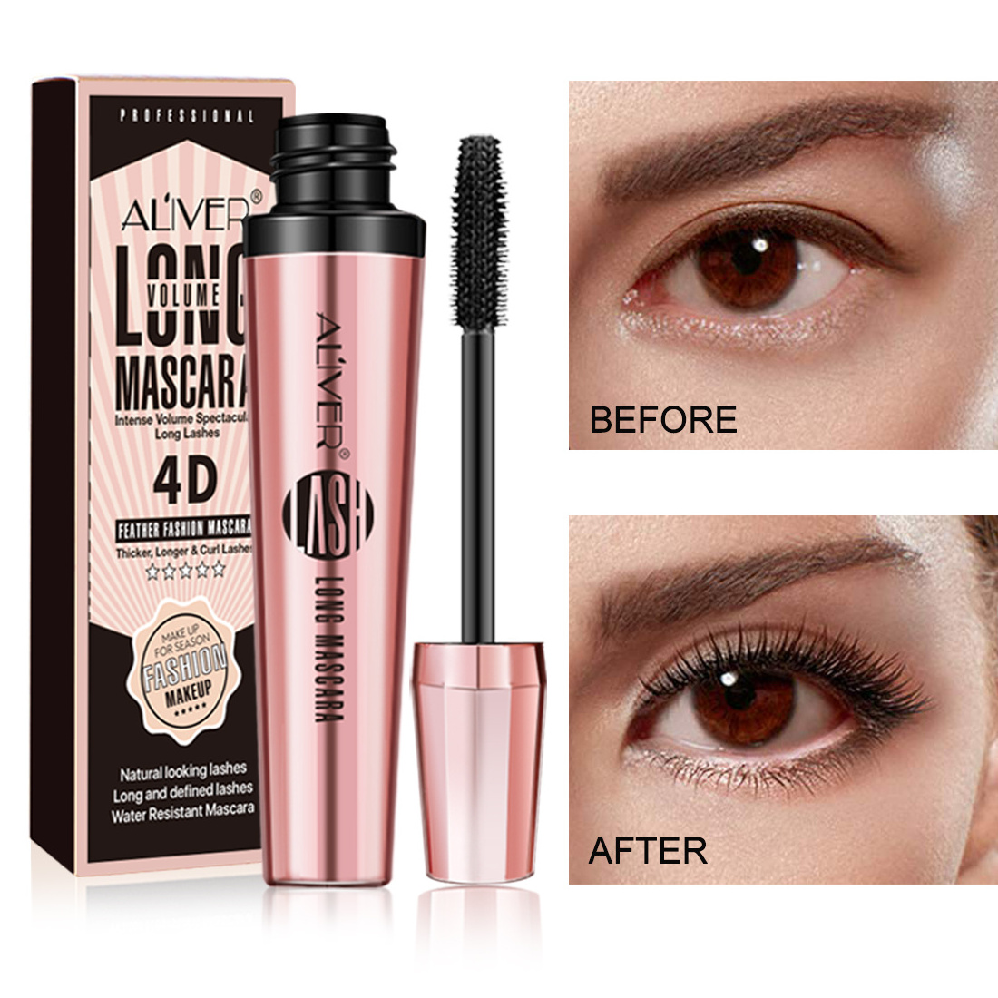 Private Label Organic Rose Gold Tube Volume OEM Vegan Growing Lashes custom 4D Fiber Vegan Eyelash Mascara