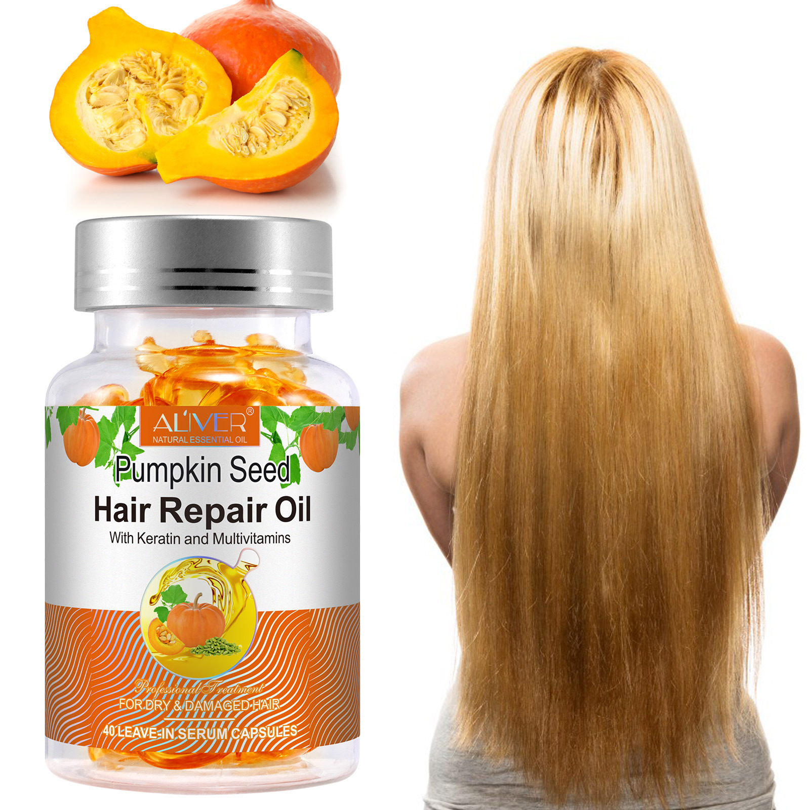 OEM Natural Anti-Hair Loss Moisturizing Strengthening Hair Capsules Nutritional Pumpkin Seed Oil Hair Regrowth Capsules