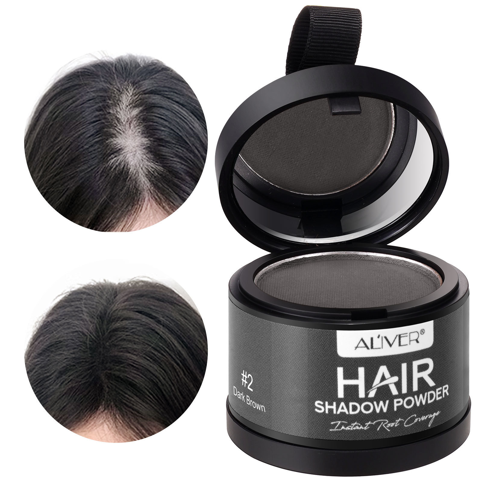 ALIVER Dark Brown Root Touch Up Thinning Hair Powder Instantly Conceals Hair Loss Hairline Powder for Women & Men