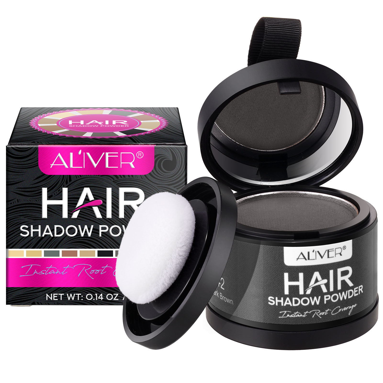 ALIVER Dark Brown Root Touch Up Thinning Hair Powder Instantly Conceals Hair Loss Hairline Powder for Women & Men