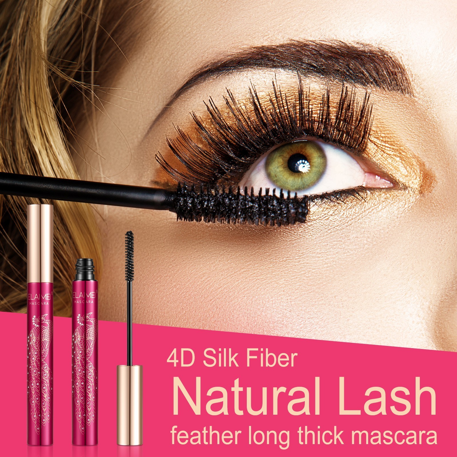 ALIVER New product waterproof beauty eyelash growth private label 4d silk fiber mascara