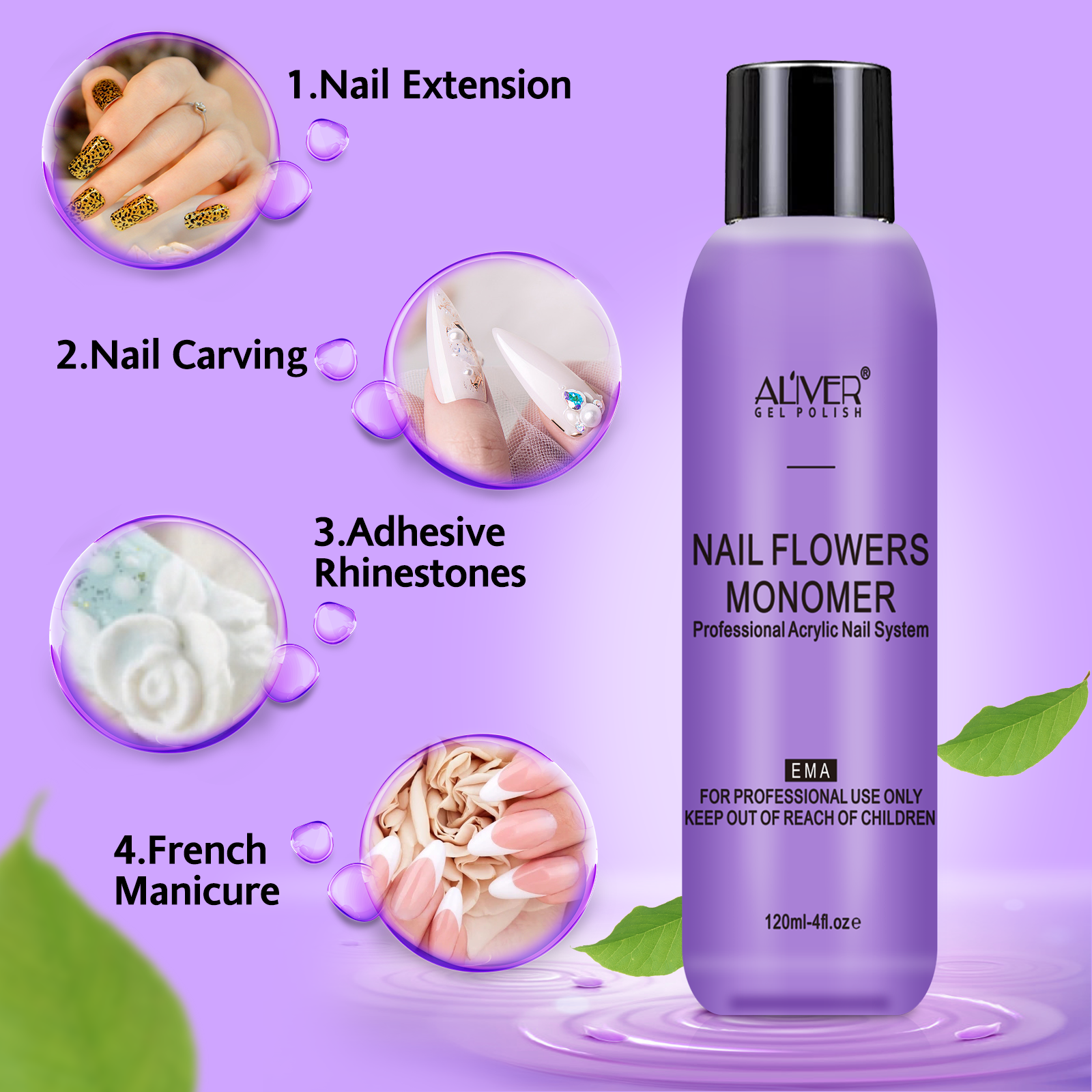 OEM EMA Acrylic Nail Liquid 120ML Professional Nail Flowers Liquid Monomer Acrylic Nail System