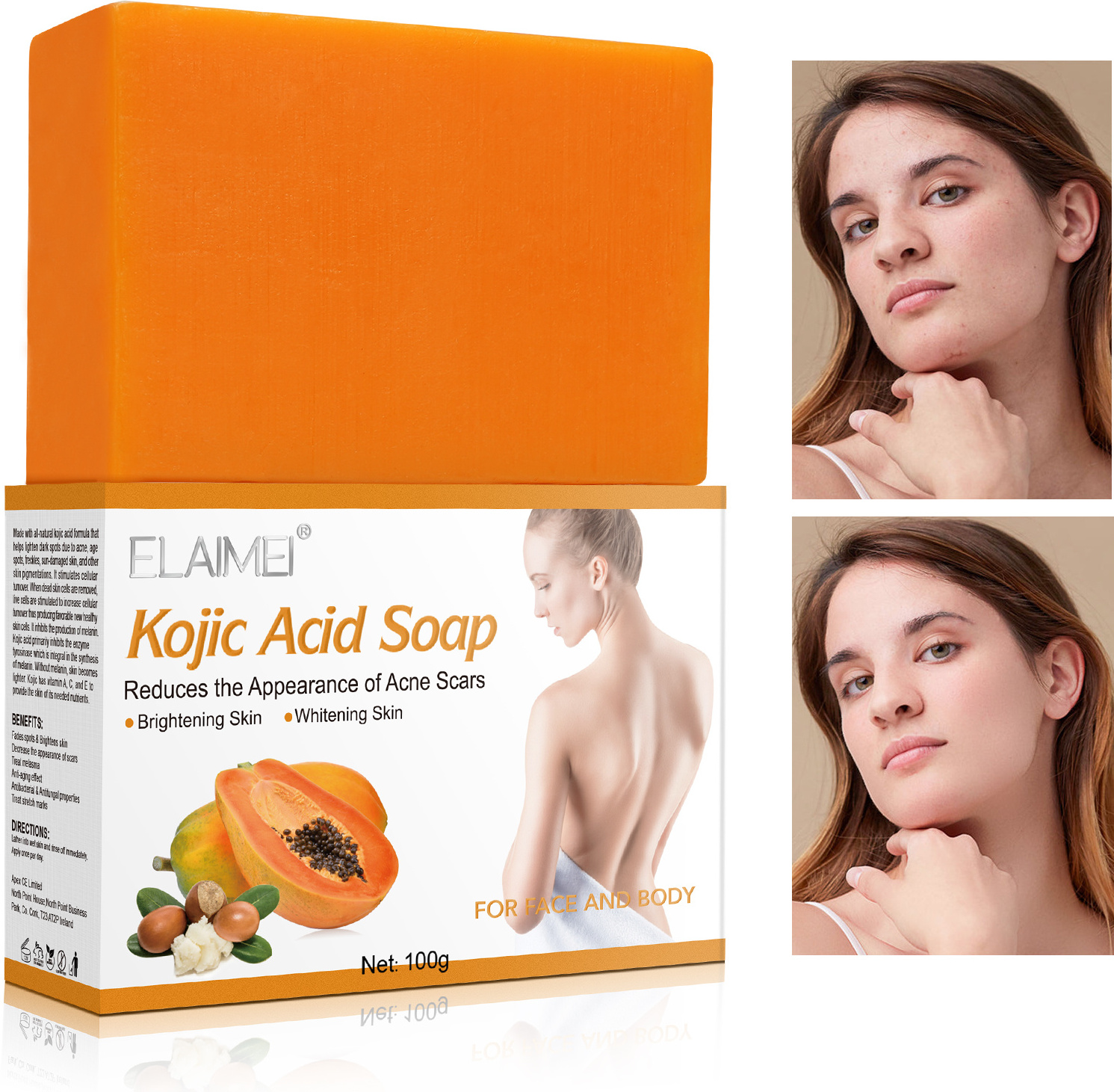 Kojic Acid Soap Kojisaure-Seife Glycerin Base Skin Lightening Face Bleaching Body Bathing Whitening Kojic Acid Soap