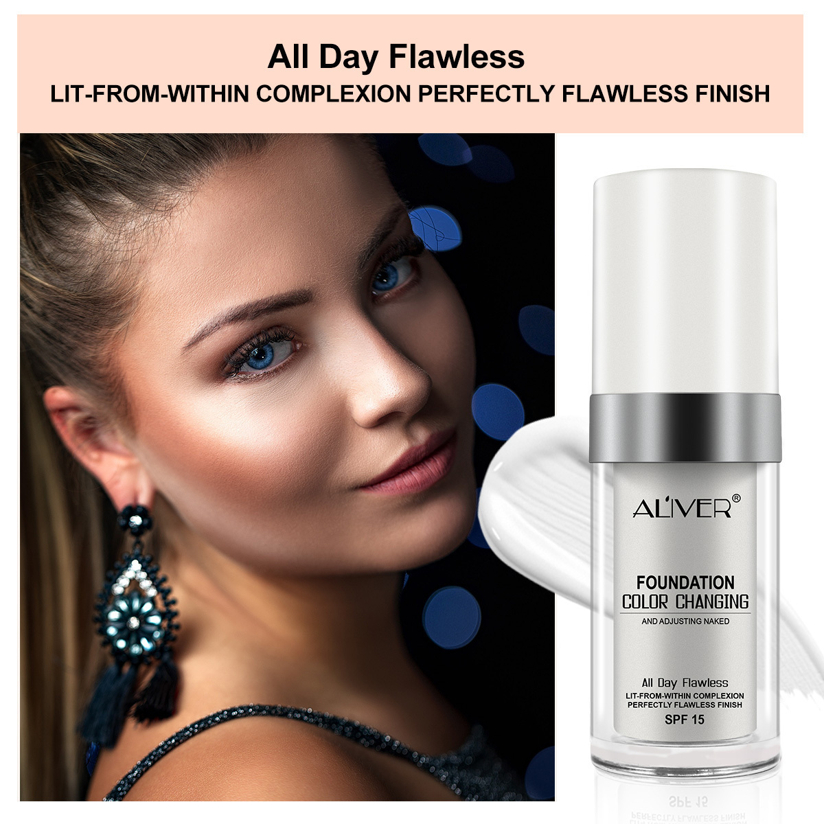 ALIVER Moisturizing Long-wearing Silky Sunscreen Spf 15 Magic Color Changing Liquid Foundation