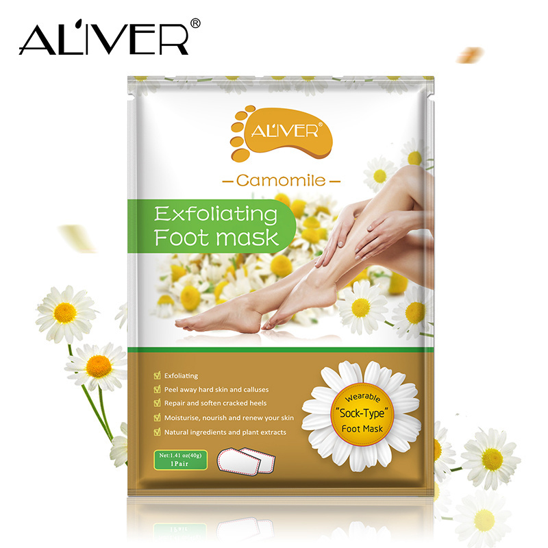 ALIVER Organic Chamomile Magic Exfoliating Peel Repair Soften Cracked Heels Foot Mask