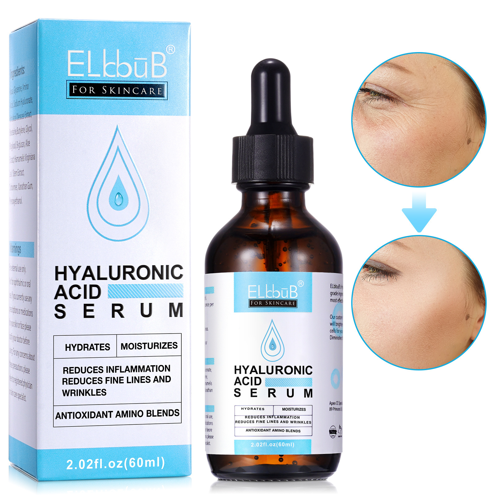 ELbbuB moisturizer organic skin care facial antioxidant 60ml bulk ordinary skin products hyaluronic acid serum for face