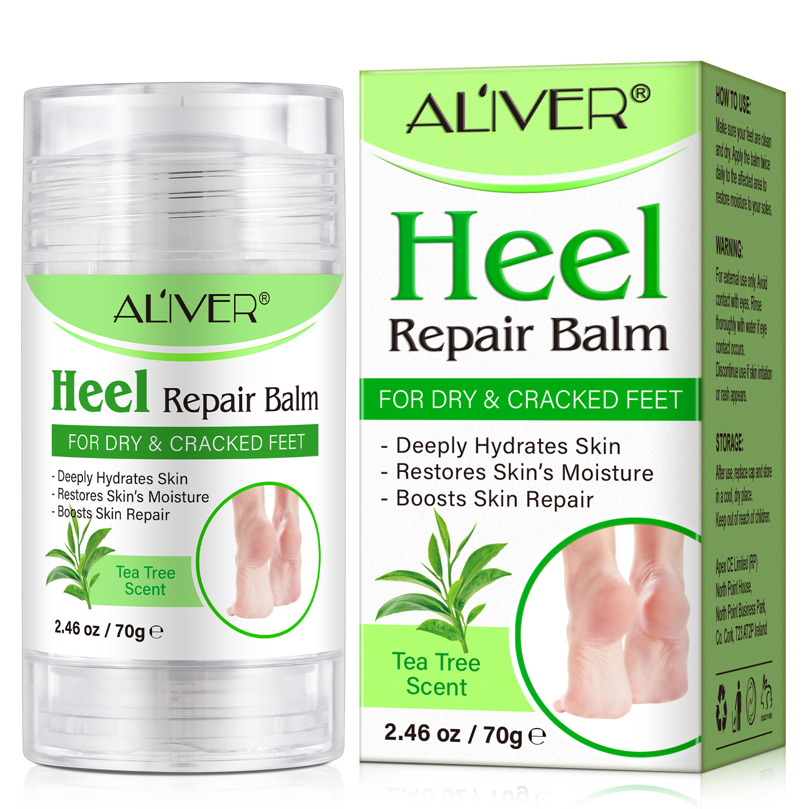 ALIVER boosts skin repair tea tree olive oil private label custom foot care cosmetic cracked heel repair foot balm stick