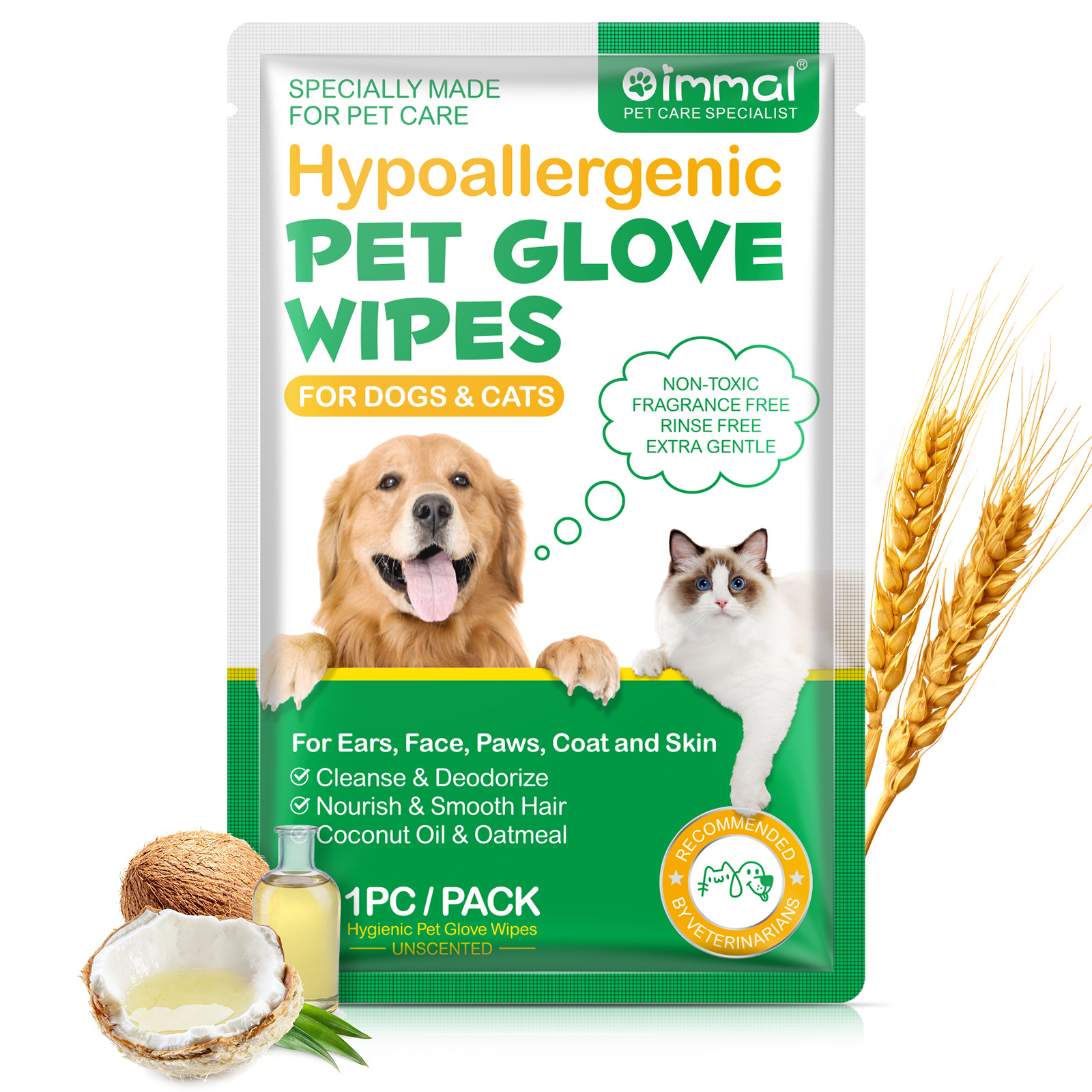 OIMMAI private label disposable travel cats dogs aloe vera non toxic pet eye wet wipes,pet cleaning gloves wipes