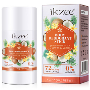 IKZEE private label 72 hours odor control 40g coconut vanilla natural speed body underarm men refillable deodorant stick