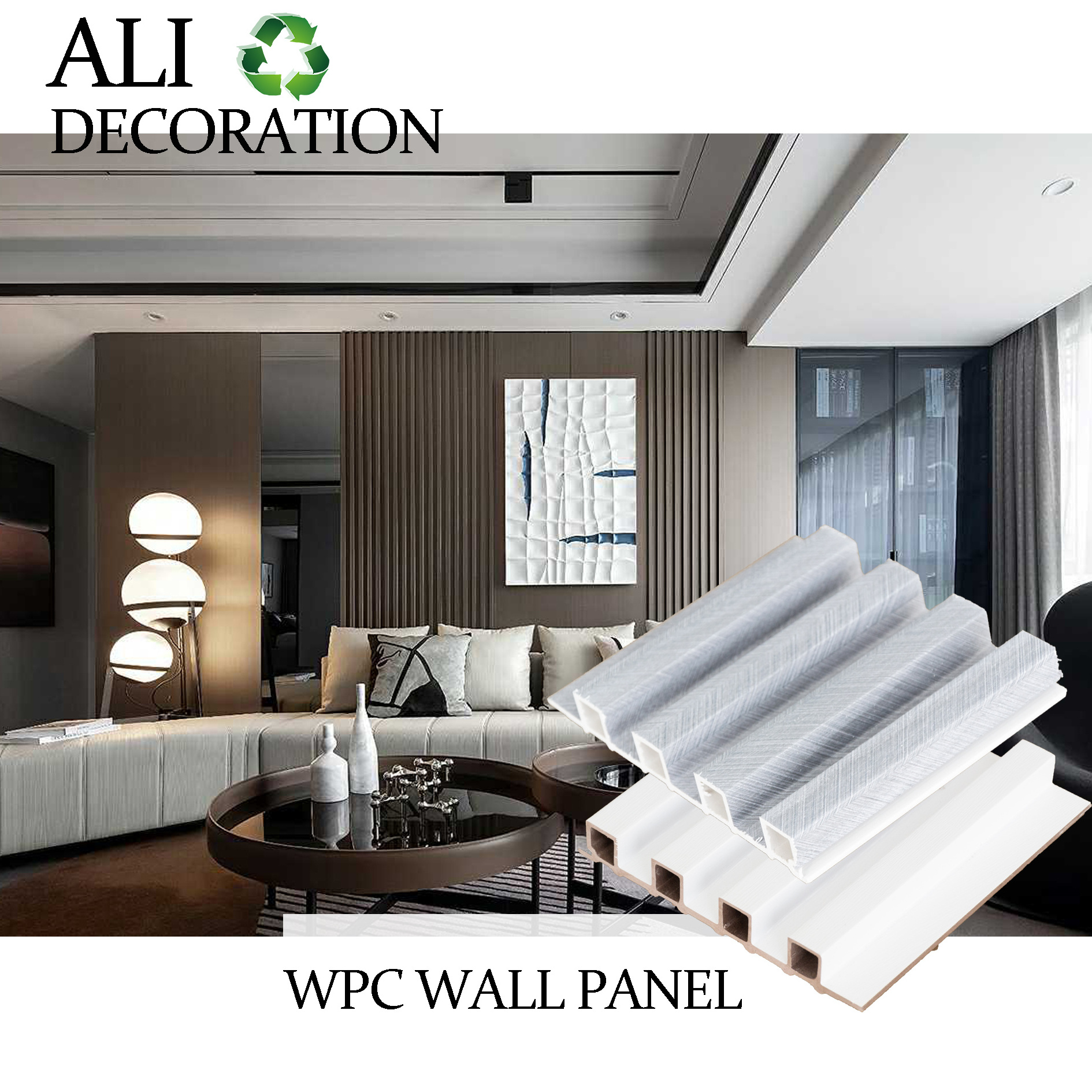 interior decor home wood composite wall paneling cladding fluted panel wall 3d wpc pvc  vinyl wall panel sheets