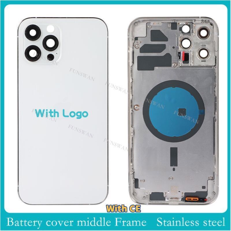 Mobile Phone Housings for iPhone 12 Pro max Battery Back Cover for replacement for iPhone 12 mini Back Housing with Frame +Logo