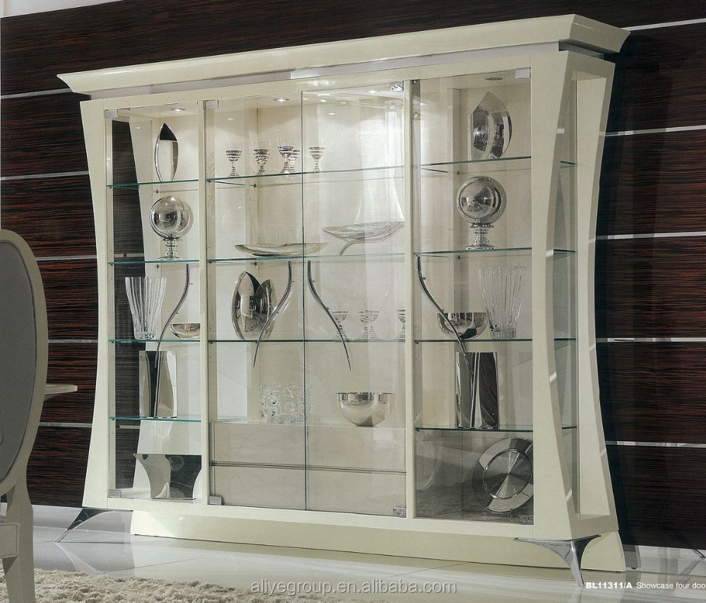 BL11309A-Classic italian style small showcase luxury wooden glass display cabinet