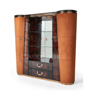 Modern Luxury Constant Temperature Cooler Glass Stainless Steel Red Wine Cellar Bar Storage Display Whiskey Wine Display Cabinet