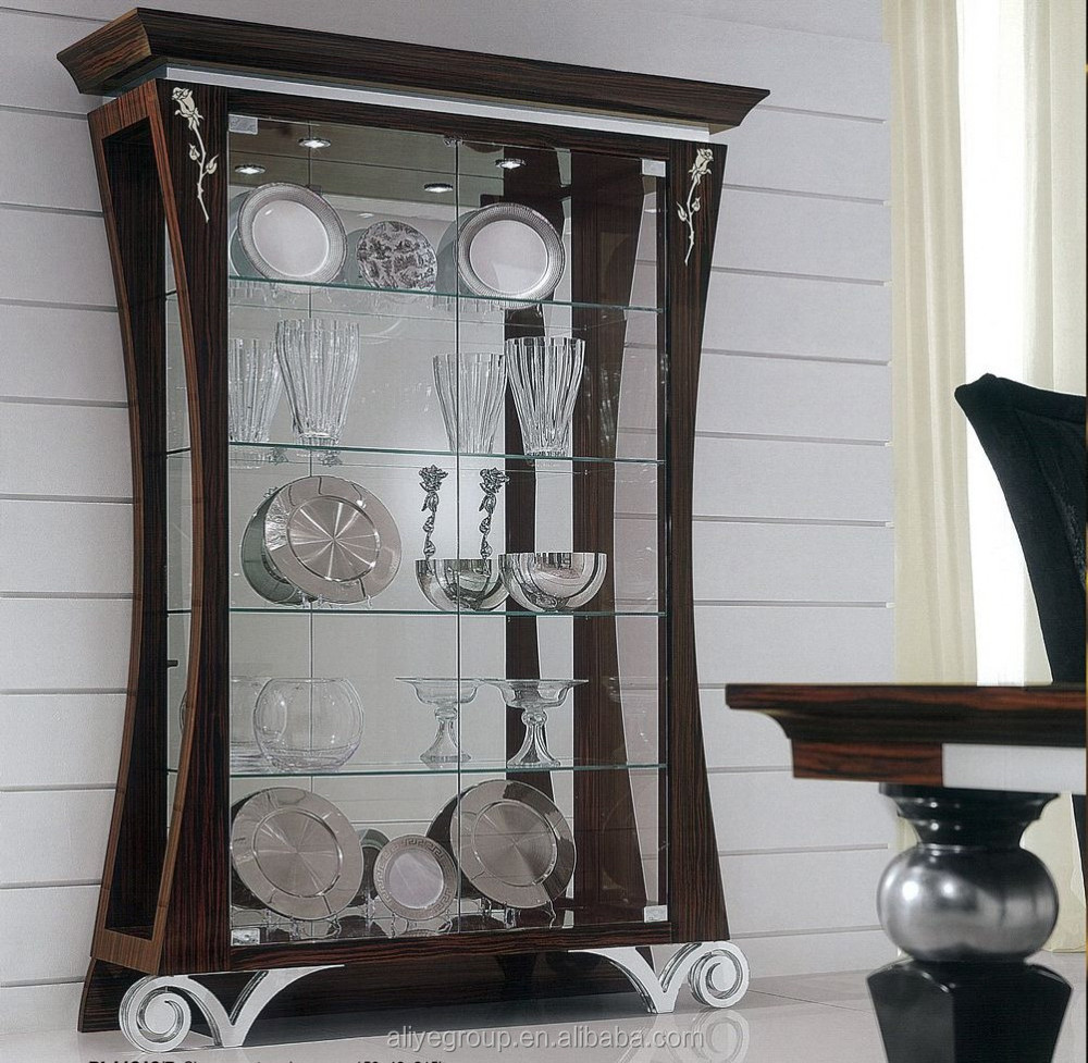 BL11309A-Classic italian style small showcase luxury wooden glass display cabinet