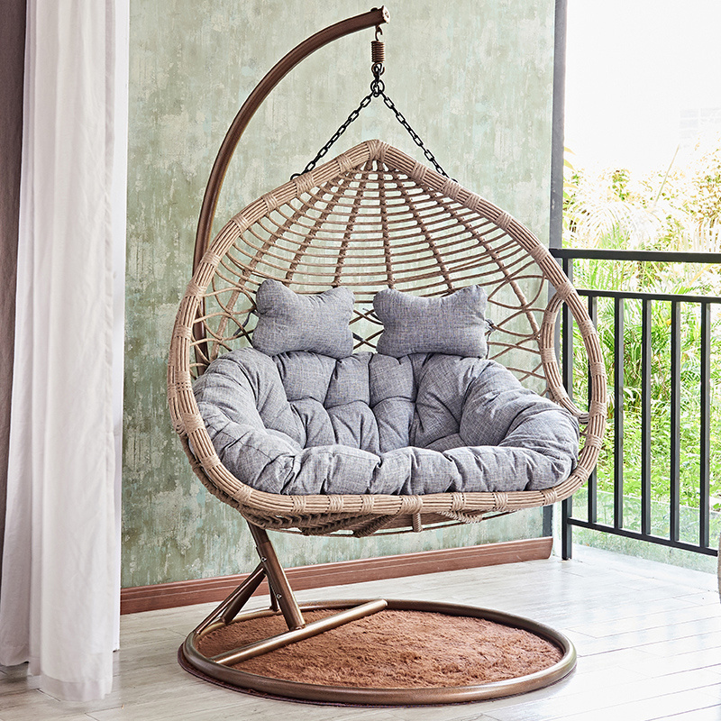 Outdoor furniture relaxing hanging chair rattan aluminum frame swing chair patio swing